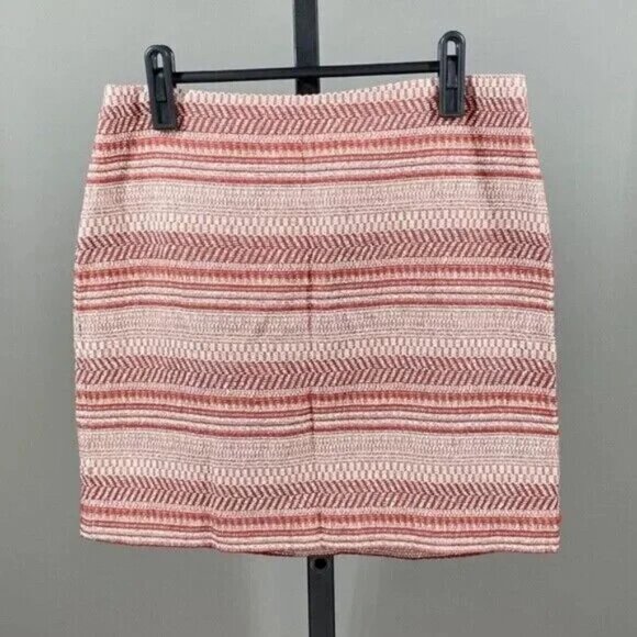 NEW Banana Republic Skirt Womens 4 Red White Striped Woven preppy classic - Picture 1 of 11